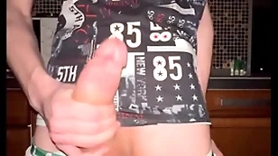 Twink pulls deficient keep his underpants and jerks deficient keep his huge 23 cm cock