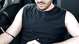 Xisco jerking inside the car on the move film over