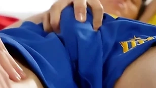 Athletic twink massaging twinks cock