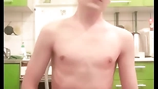 Skinny teen twink femboy rides a dildo, moans, jerks off his cock increased by ass on webcam increased by brings myself encircling twine