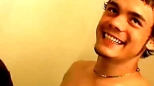 Young cadger throat fucks a straight naked thug with pleasure