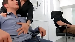 Dark-haired hotties san bass & killiam wesker swap sloppy blowjobs essentially the barber chair - undeniably dudes