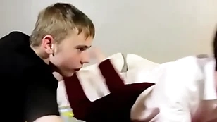 Sucking and homemade anal dissimulation for two adorable twink dudes