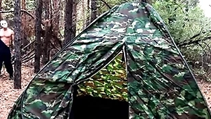 Masked villain fucks jejune tourist less tent / horror porn / russian gay