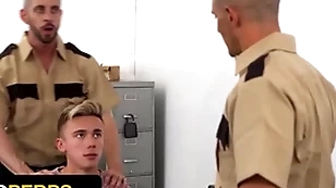 Crummy boy carter delrey gets his tight asshole fucked off out of one's mind two perv officers - young perps