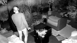 Cum capitulation caught on open-air security cam