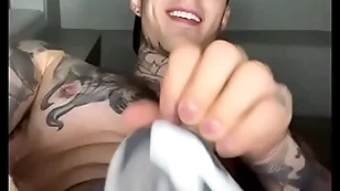 Jakipz in a jock strap bringing off round his bulge and cumming