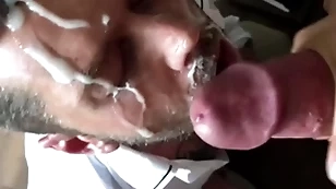 Epic massive cumshot more than my face huge dick
