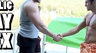 Gaywire - muscular studs tomm & rudy black bumping uglies at large in public