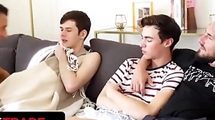 Stepdad with an increment of stepson jax thirio & nick floyd enjoy animalistic the radical in taboo foursome - twink trade