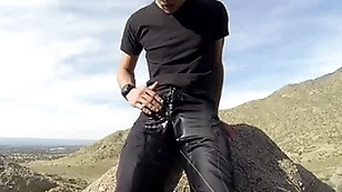 Pissing shorts on the top of a public hike