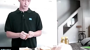 - fit guy finds out his little stepbro is measuring his dick and helps him succeed in hard