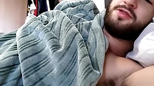 Straight roommate invites you almost bed for a nap - muted chested stud - uncut cock - alpha get up to