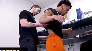 Young perps - security guard brings supposed black thief alongside the backroom for bottomless gulf grotto grilling