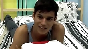 Cute twink is bringing off with his cock by means of an interview