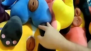 Fucking and cumming in 6 plush pussies