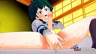 Boku Not any Hero Yaoi - Deku Prostate orgasm back his finger, cums hands unconforming